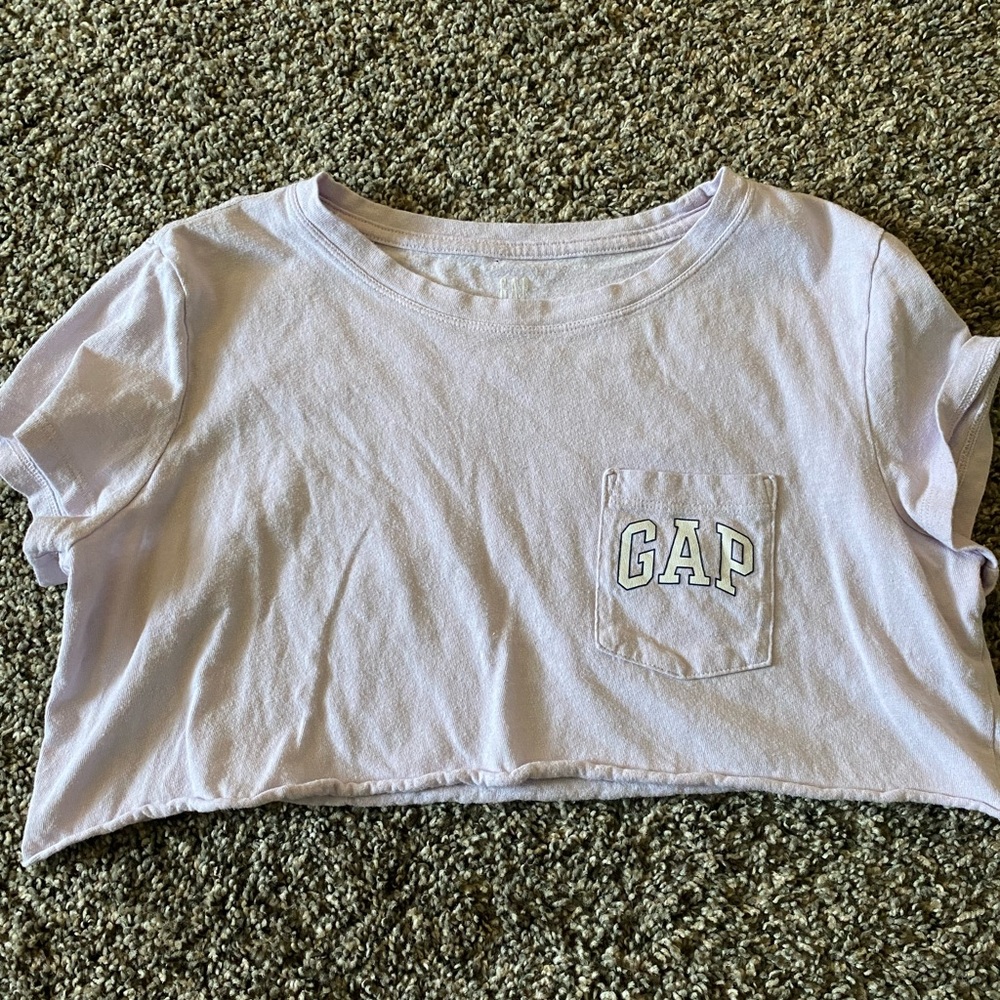 light pink, cutoff GAP baby T